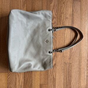 Tory Burch Gray Leather Tote Bag
